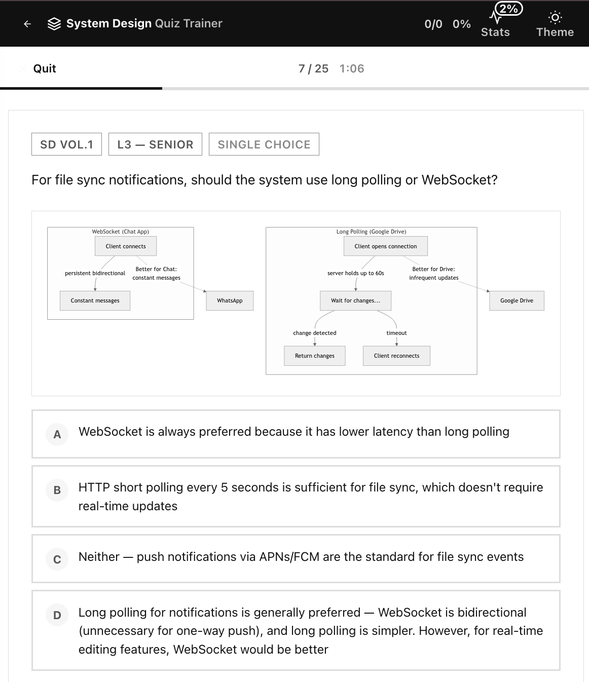 System Design Quiz Trainer - Quiz Explanations